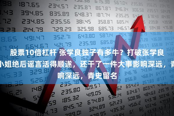 股票10倍杠杆 张学良独子有多牛？打破张学良与赵四小姐绝后谣言活得顺遂，还干了一件大事影响深远，青史留名